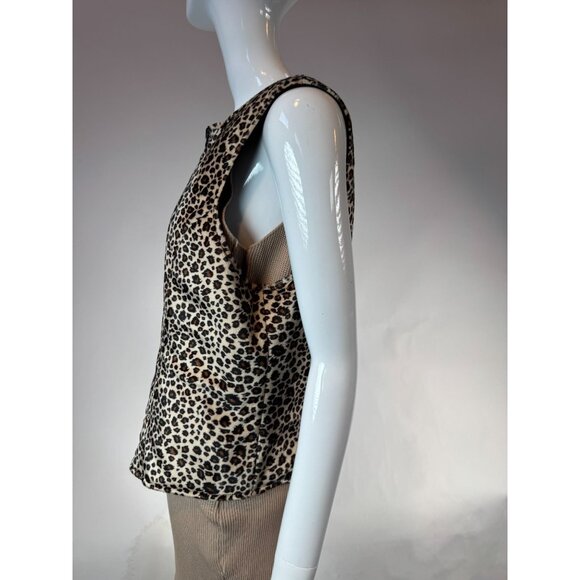 Leopard Print Polyester Reversible Vest With Front Zipper By I.N. Studio M - Picture 3 of 16